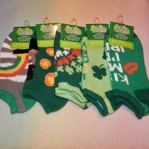 SAINT PATRICK"S DAY * LOW CUT SOCKS * BUNDLE OF FIVE PAIRS * SHOE SIZE 5-9 * NEW